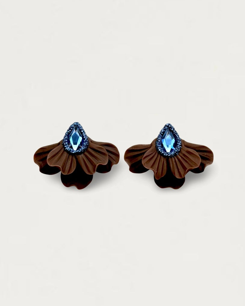 PENDIENTES ABANICO MARRÓN ZAFIRO