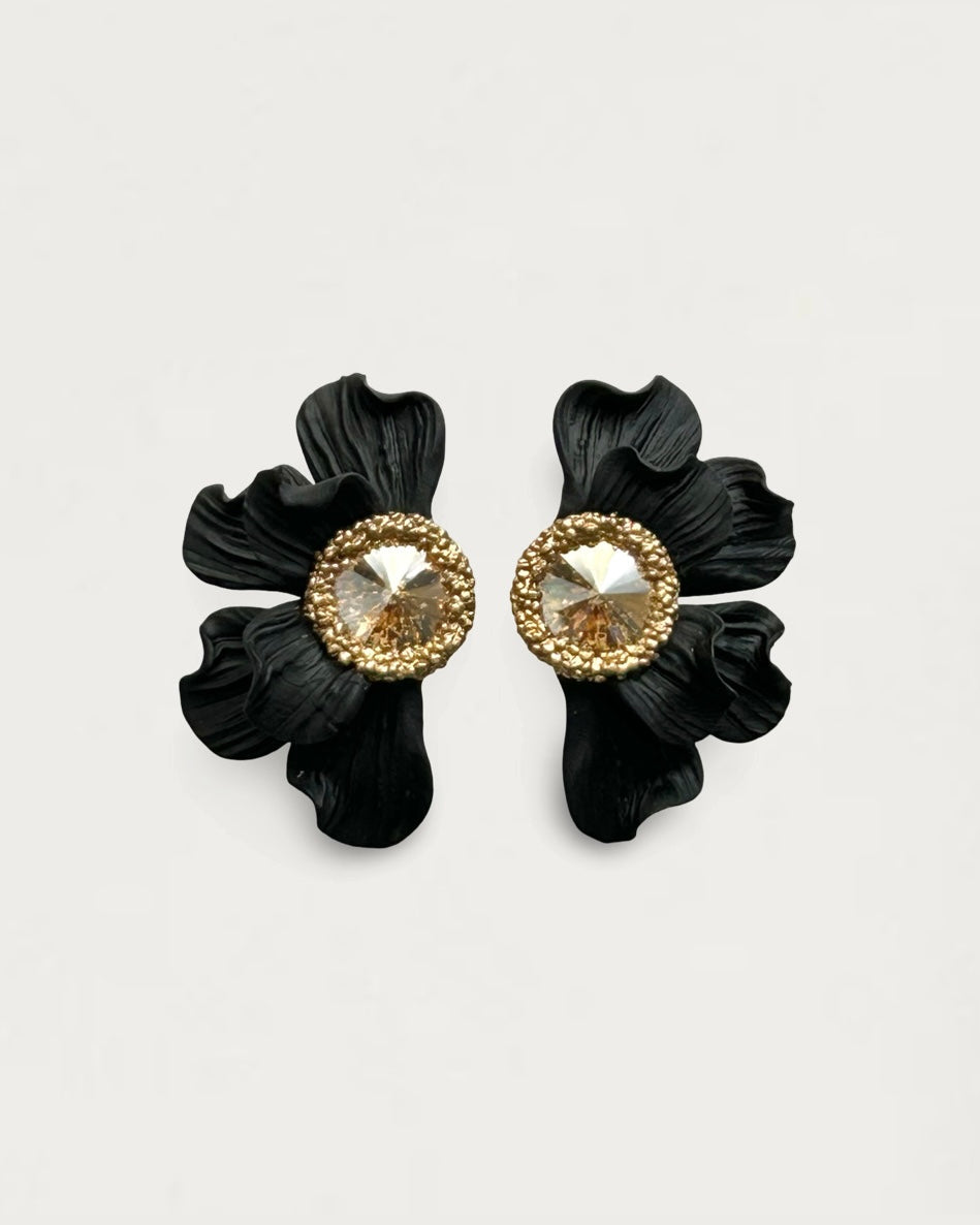 PENDIENTES SOL BLACK/CHAMPÁN