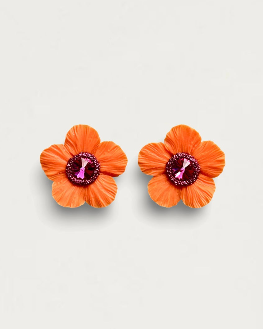 PENDIENTES ANÉMONA MANDARINA