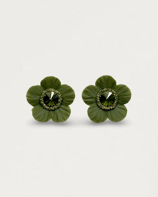 PENDIENTES ANÉMONA VERDE OLIVA