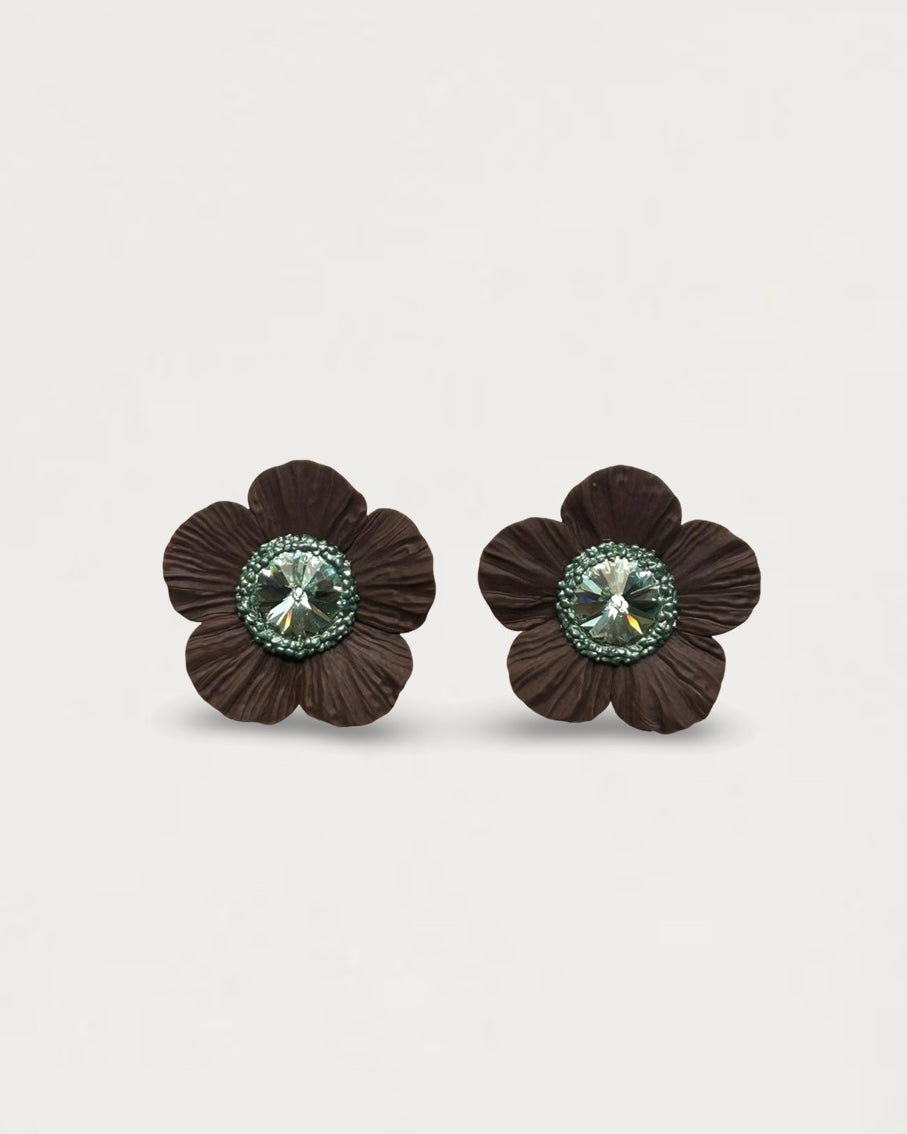 PENDIENTES ANÉMONA MARRÓN SALVIA