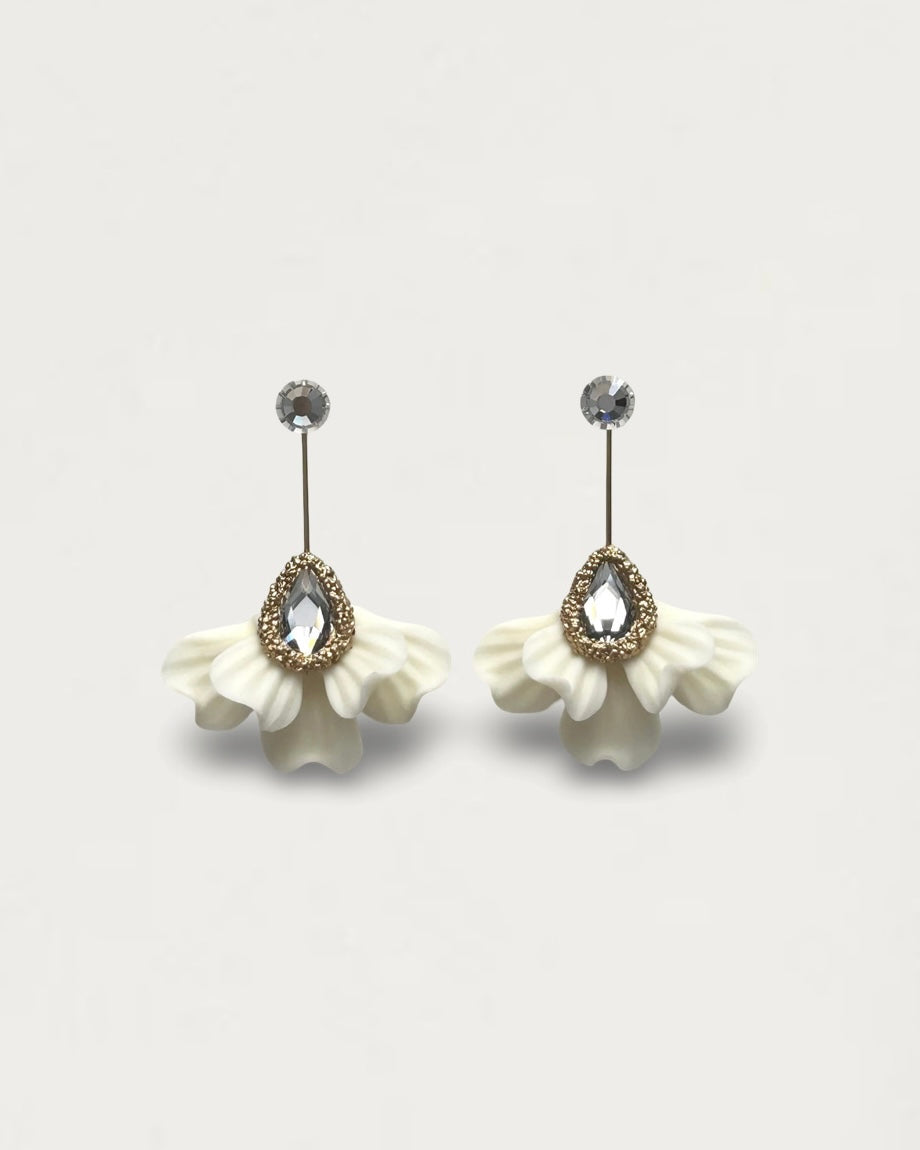 PENDIENTES ABANICO WHITE CRISTAL