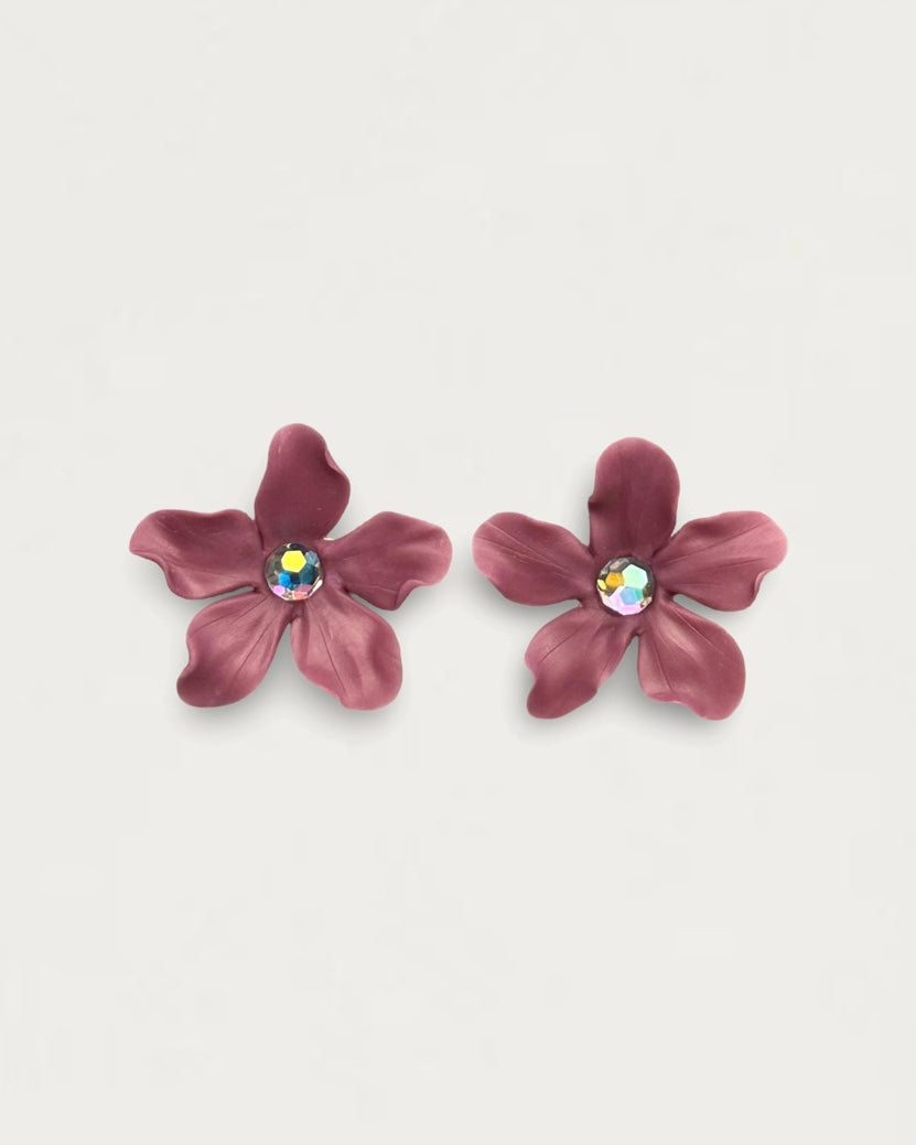 PENDIENTES MAGNOLIA BERENJENA EMPOLVADO LIMITED EDITION
