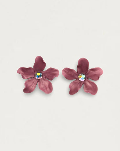 PENDIENTES MAGNOLIA BERENJENA EMPOLVADO LIMITED EDITION