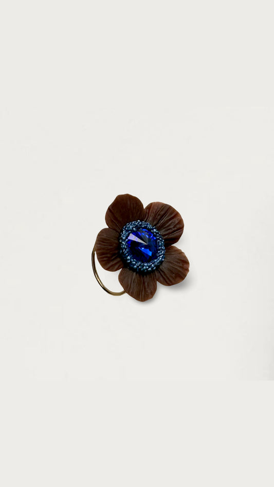 ANILLO ANÉMONA MARRÓN ZAFIRO