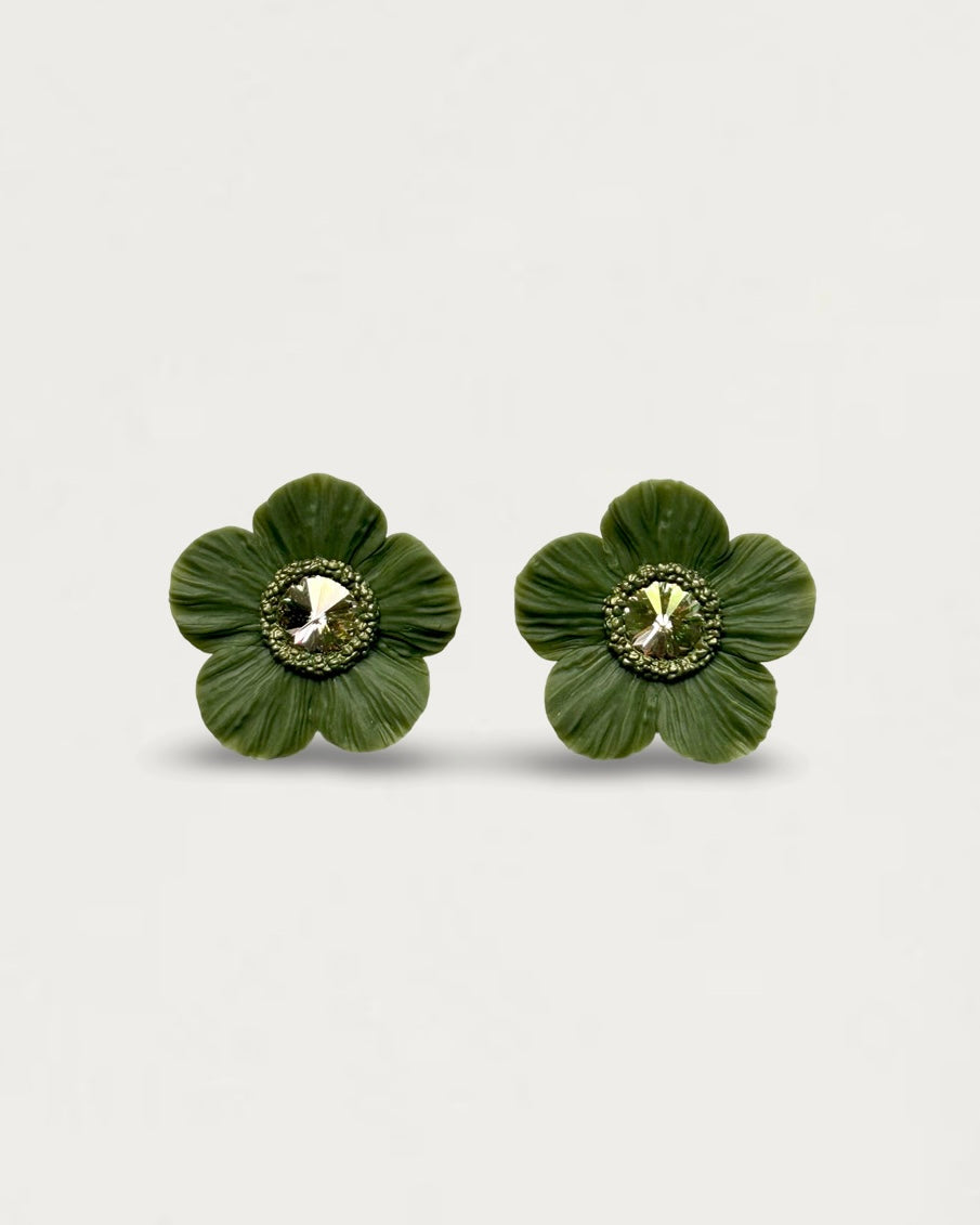 PENDIENTES ANÉMONA ACEITUNA