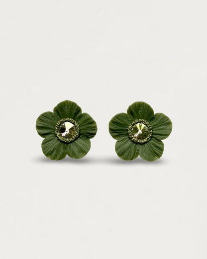 PENDIENTES ANÉMONA ACEITUNA