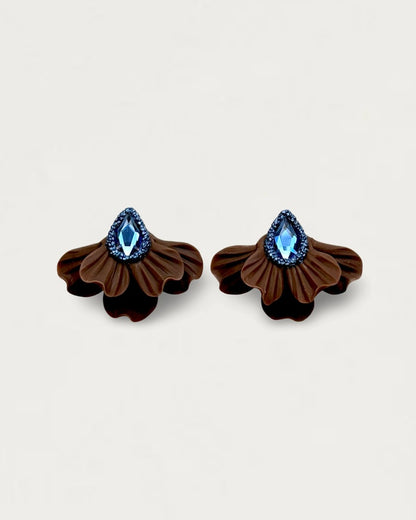 PENDIENTES ABANICO MARRÓN ZAFIRO