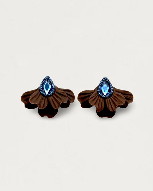 PENDIENTES ABANICO MARRÓN ZAFIRO