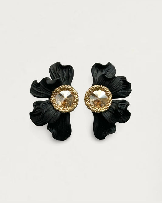 PENDIENTES SOL BLACK/CHAMPÁN