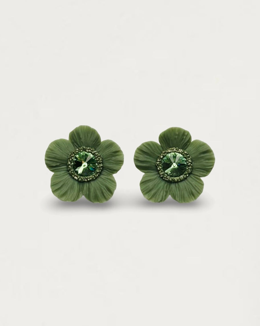 PENDIENTES ANÉMONA VERDE OLIVA