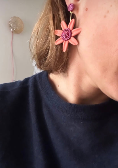 PENDIENTES MARGARITA NARANJA TOSTADO