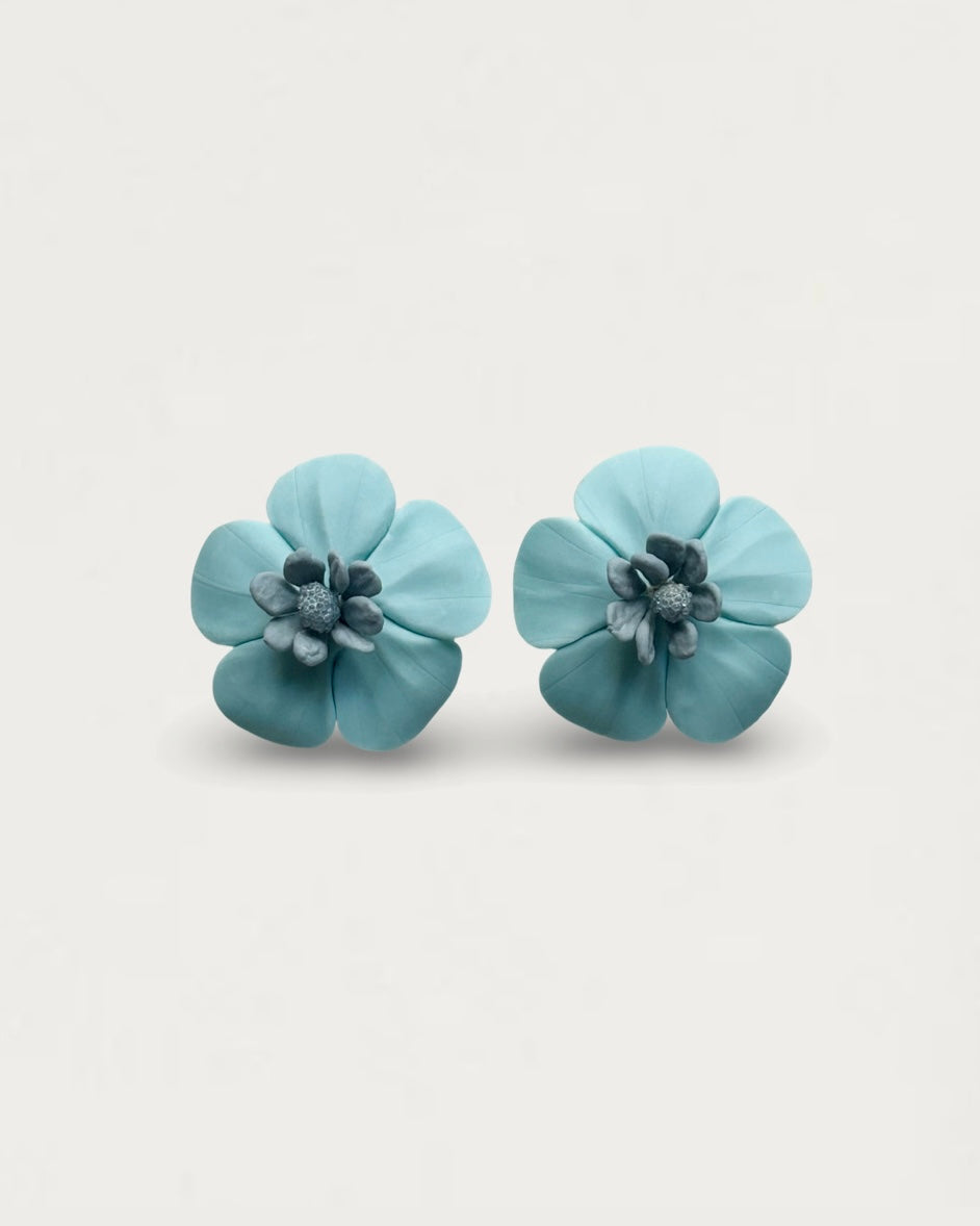 PENDIENTES CAMELIA AZUL CANTÁBRICO