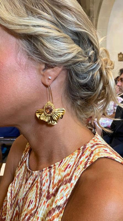 PENDIENTES ABANICO GOLD AZABACHE